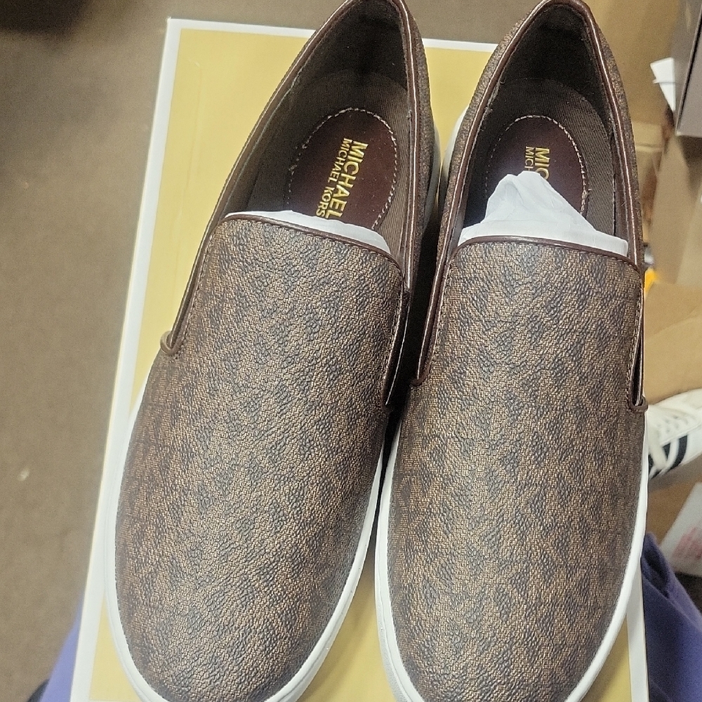 Michael Kors Brown and Tan Moccasin Shoes